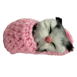 Дитячий антистрес Котик спить у в'язаній тапочці MM418(Pink)