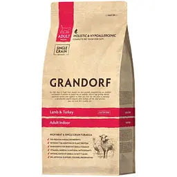 Сухой корм для взрослых кошек Grandorf Lamb & Turkey Adult Indoor ягненок с индейкой 2 кг