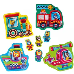 Пазли максі з грою Vladi Toys Малюк зможе Транспорт і тварини 14 елементів укр. мова (VT1722-24) - мініатюра 3