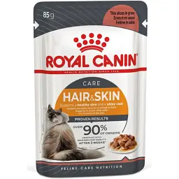 Вологий корм для кішок з чутливою шкірою і проблемною шерстю Royal Canin Hair & Skin, шматочки в соусі, 85 г - мініатюра 2