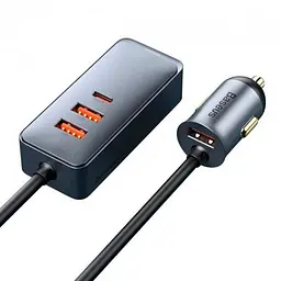 АЗУ Baseus 3USB + 1Type-C Share Together Fast Car Charger with Extension Cord 120W CCBT-B0G Grey - мініатюра 5
