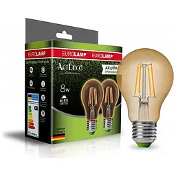 Лампочка Eurolamp LED А60 800 Lm E27 4000K 2шт (MLP-LED-A60-08274(Amber)new) - мініатюра 2