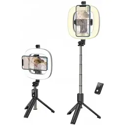 Трипод монопод Hoco LV03 Plus Showfull fill light live broadcast holder 0.95 m LED з кільцевим освітленням - мініатюра 3
