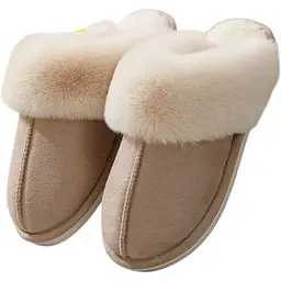 Жіночі домашні капці з хутром Slippers теплі м’які закриті тапочки для дому 38-39 бежевий KT8003822