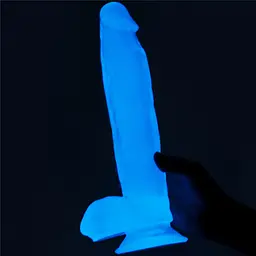 Неоновий фалоімітатор LoveToy Lumino Play 26 см блакитний - мініатюра 5