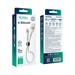 Кабель для зарядки USB Ridea RC-XS51 X-Silicone USB-MicroUSB 60W 20V/3A 0.25m Белый - миниатюра 2