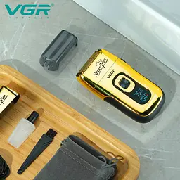 Електробритва VGR V-332, шейвер, подвійне лезо, тример для бороди, LED-дисплей, золотиста - мініатюра 5