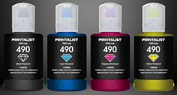 Комплект чорнил PRINTALIST GI-490 для Canon G3400 4х140г BP/C/M/Y Пігментне/Водорозчинне (PL490SET4)