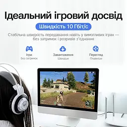 Плоский мережевий патч-кабель Ethernet Cat.7 Vention 1 м 2 роз’єми RJ45 8P8C Швидкість передавання до 10 Гбіт/с Для 10 Гбіт/с потрібна підтримка цієї швидкості мережевими портами з обох кінців Зручно прокладати у вузьких місцях під килимами та біля дверних стиків Фольгове екранування Чорний із фіолетовими акцентами та золотистими контактними поверхнями (ICABF) - мініатюра 10
