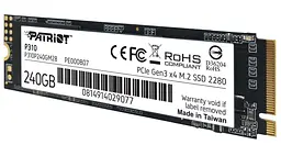 SSD-диск - накопичувач внутрішній NVMe М2 Patriot P310P240GM28 240GB - мініатюра 2