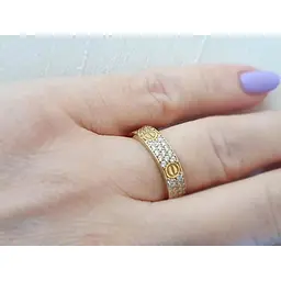 Золоте кільце KievGold з фіанітами. 1/8888 18,5 - мініатюра 2