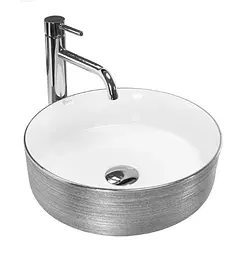 Умивальник Rea Sami brush silver (REA-U3304) накладни - срібний - 36x36