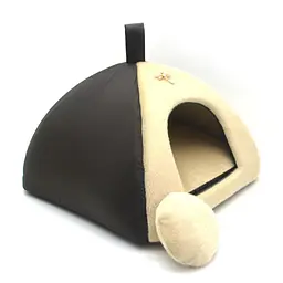 Будиночок юрту для котів та собак Zoo-hunt Хутро коричневе №2 46х46х35 см (ZH2509-1)