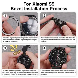 Безель металевий Sikai для смартгодинника Xiaomi Watch S3/S4 Black-multicolor + захисне склоSikaiSikai - мініатюра 8