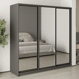 Шафа-купе тридверна MebelStar Комбо BG 3 Дзеркала 210x45x210 см Антрацит (MBS-9251)
