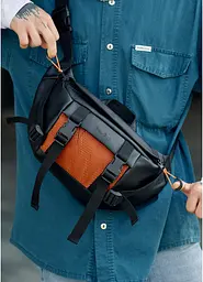 Чоловіча сумка бананка Sambag Dynamicdart чорно-помаранчева 38 × 21 × 7 см (80411129m) - мініатюра 7