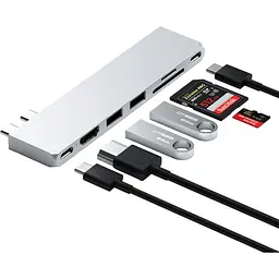 Адаптер Satechi USB-C Pro Hub Slim Silver (ST-HUCPHSS) - мініатюра 4