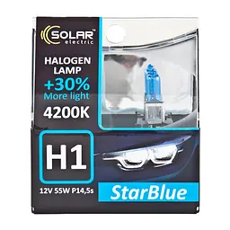Галогенова лампа Solar H1 12V 55W P14,5s StarBlue 4200K, SET(1241S2)