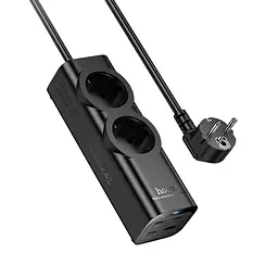 Мережевий зарядний пристрій подовжувач Hoco NS10 USB/3 Type-C PD 67W 2 розетка 2m чорний