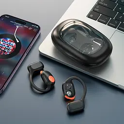 Бездротові TWS навушники Hoco EA1, відкриті, BT5.3, 90mAh, 500mAh, 10h, black - мініатюра 5