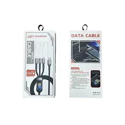 Дата кабель USB 2.0 AM to Lightning + Micro 5P + USB-C 1.2m 100W nylon black XoKo (SC-3100) - мініатюра 4