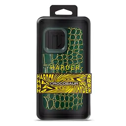 Кожаный чехол для Apple iPhone 15 Pro Max, Harder Crocosaur, зеленый, термополиуретан ТПУ + экокожа с текстурой крокодила, панель, защита корпуса, противоударный, микрофибра, рамка вокруг камеры, защита всего корпуса, (ARM76708) - мініатюра 3