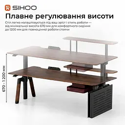 Геймерський стіл Sihoo D07 1.6m Walnut/Black (D07B-101/D07J-101-AB) - мініатюра 14