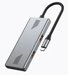 Хаб USB Gembird UHB-CM-U310-A2C2-01, Grey, Type-C 3.2 - 2xType-C 3.2 / 2xUSB 3.2, кабель 18 см, алюмінієвий корпус