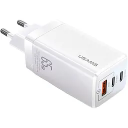 Зарядний пристрій на 3 виходи usb Usams GaN Mini US-CC110 65 W 5a (CC110TC02) A + 2*C біле - мініатюра 2