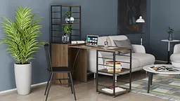 Стіл-тумба трансформер Смарт 3/2 з етажеркою Ferrum-decor 1430x1450x600 Чорний метал ДСП Дуб Сонома Трюфель 16 мм (FRD-105120) - мініатюра 10