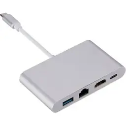 Концентратор Dynamode USB3.1 Type-C to 1хHDMI 1хRJ-45 1хUSB 3.0 1хUSB Type-C Fe (Multiport USB 3.1 Type-C to HDMI-RJ45)