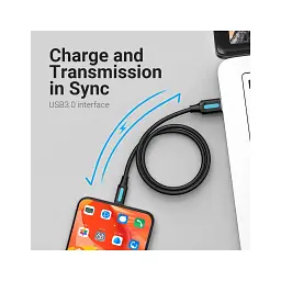 Дата кабель USB 3.0 AM to USB-C 1.5m black Vention (COZBG) - мініатюра 4