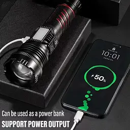 Ручной фонарь BL-A93-GT200 + COB zoom + PowerB + Type-C + 26650 - мініатюра 5