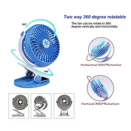 Акумуляторний настільний вентилятор Moltis Mini Fan WX 6503 на прищіпці 1000mAh Вітродуйка 5Вт 4 Блакитний - мініатюра 7