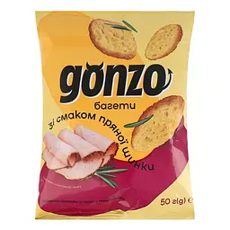 Сухарики пшеничні Gonzo Багети зі смаком пряної шинки 50 г