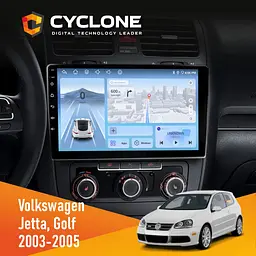 Штатна магнітола Volkswagen Golf 2003-2008 Climate Cyclone C10-012 4x64 DSP 4G Cyclone (НФ-00005329)