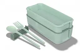 Ланч-бокс еко на 2 яруси з приборами Laprida Delicious lunch 02 Зелений 750 мл (64-21-1172) - мініатюра 3