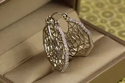 Сережки кільця Хuping Jewelry сіточка 3 см сріблясті - мініатюра 2