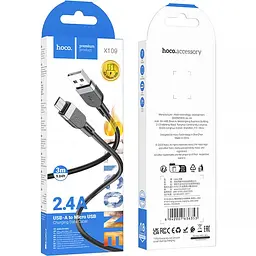 Дата кабель Hoco X109 Energy silicone USB to MicroUSB (3m) Black - мініатюра 2
