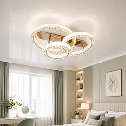 Сучасна стельова LED-люстра кільця з кришталем Diasha 663/800+600+400GD золото, 3 кільця, 200 W, 120 см, 20-30m2 - мініатюра 4