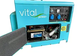 Дизельний Генератор Vital Power VP7500M (7 - 7.5 кВт) + Електростартер + Закритий Корпус + Колеса - мініатюра 3