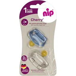 Пустушка кругла Nip Вишенька Х 0-6 міс. синя з коричневим 2 шт. (38881-51)