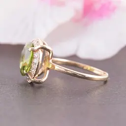 Каблучка з жовтого золота з хризолітом 16 K-0181 - мініатюра 4