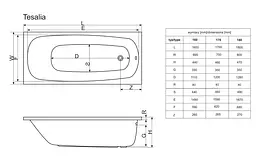 Ванна акрилова Radaway Tesalia 170x75 + ніжки (WA1-06-170x075U) + сифон - мініатюра 3