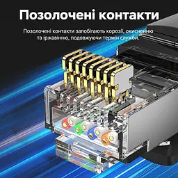 Мережевий патч-корд Ethernet Cat8 SFTP Vention 0,5 м LAN-кабель тип роз’єму RJ45 8P8C швидкість передавання 40 Гбіт/с і смуга пропускання 2000 МГц 2 прозорі пилозахисні ковпачки RJ45 у комплекті PVC-оболонка з бавовняним обплетенням чорний (IKOBD) - мініатюра 7