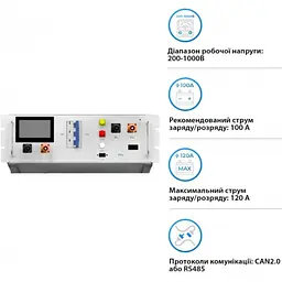 Акумулятор Deye BOS-G PRO 200-1000Vdc 120A (BOS-G-PDU-2) (блок керування високовольтною батареєю) - мініатюра 3