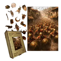 Дерев'яний фігурний пазл puzzlean Щит до щита, А3, Дерев'яна коробка 200 елементів