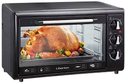 Електродуховка Liberton LEO-350 Black, 1800W, 35 л, металевий корпус, індикатор роботи, таймер, 3 режими нагрівання, термостат 250 град, комплектація решітка, деко, тримач для деко - мініатюра 2