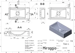 Умивальник Miraggio FARO L GRAY (0001315) Mirasoft, Матовий, Підвісний/Накладний, Сірий - мініатюра 2