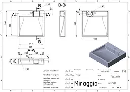Умивальник Miraggio TALLINN (0000248) Miramarble, Глянцевий, Підвісний/Над пральною машиною, Білий - мініатюра 2